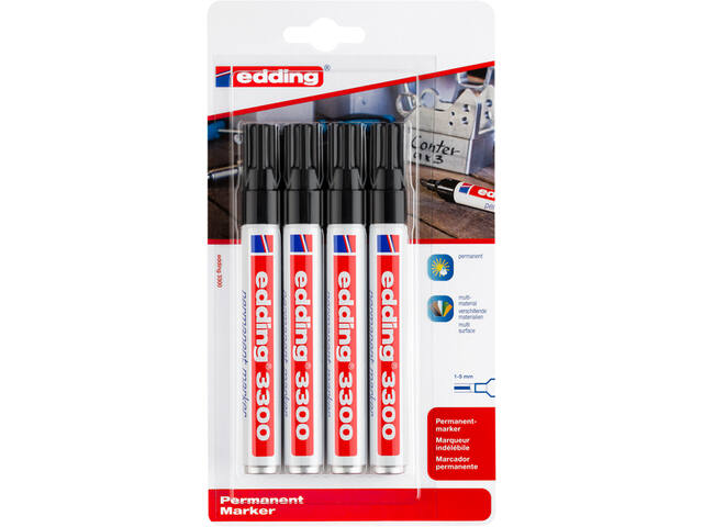 Viltstift edding 3300 schuin 1-5mm blist4 zwart