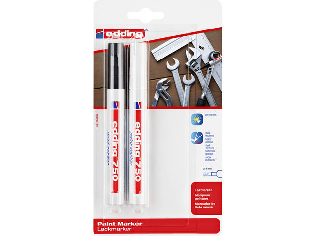 Paintmarker edding 750 oliebasis 2-4mm wt-zw bls