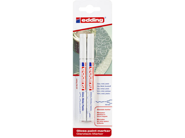 Paintmarker edding 780 oliebasis 0.8mm wit bls 2x