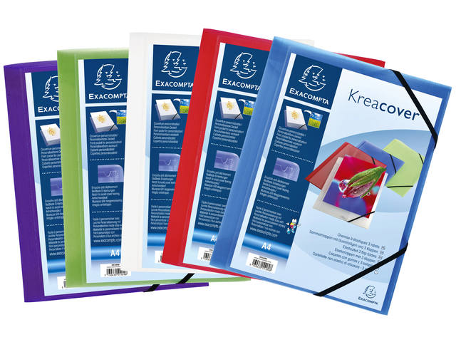Elastomap Exacompta Kreacover A4 3 klep PP assorti
