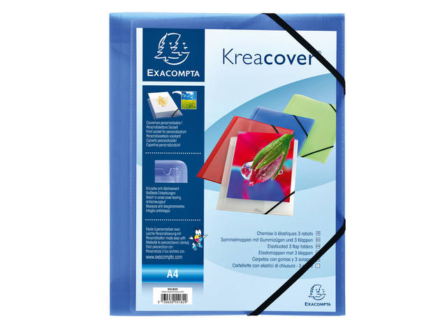 Elastomap Exacompta Kreacover A4 3 klep PP assorti