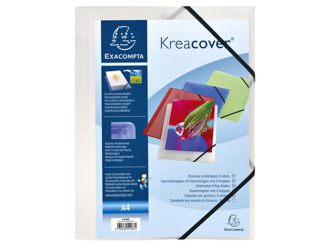 Elastomap Exacompta Kreacover A4 3 klep PP assorti