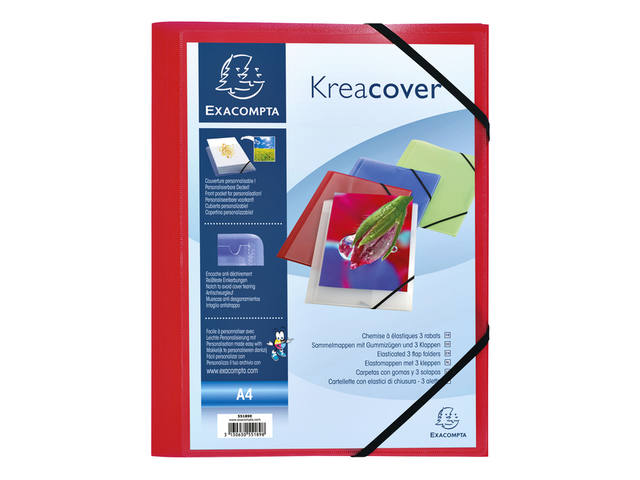 Elastomap Exacompta Kreacover A4 3 klep PP assorti