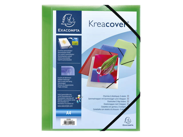 Elastomap Exacompta Kreacover A4 3 klep PP assorti
