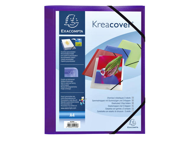 Elastomap Exacompta Kreacover A4 3 klep PP assorti
