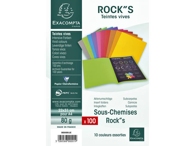 Vouwmap Exacompta ROCKS A4 80g assorti
