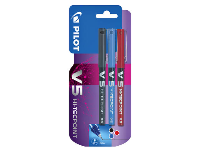 Rollerpen PILOT V5 fijn 3st assorti