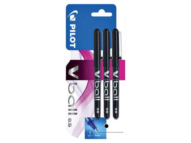 Rollerpen PILOT V-Ball 05 fijn 3st zwart