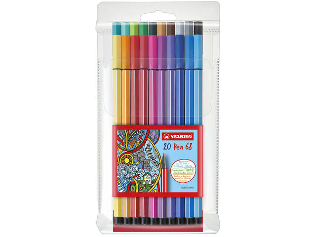 Viltstift STABILO Pen 68/20 M ass 20st