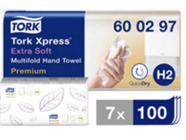 Handdoek Tork H2 Premium 2laags 212x340mm 600297