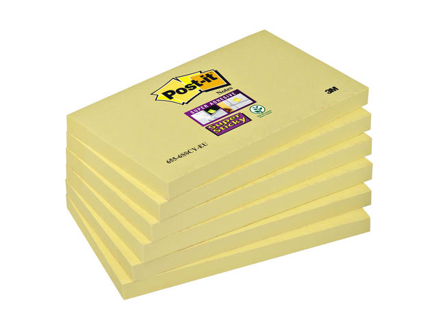Memoblok Post-it 655 Super Sticky 76x127mm geel