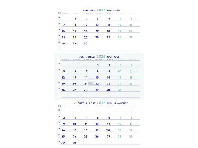 3-Maandkalender 2027 Brepols 30x43cm