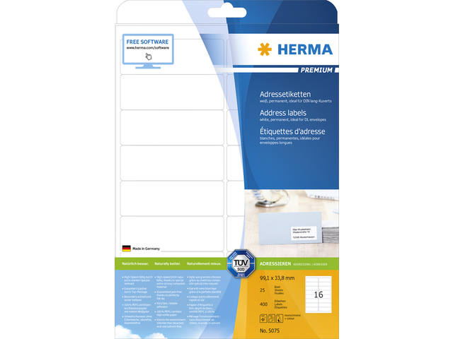 Etiket HERMA 5075 A4 99.1x33.8 mm premium wit