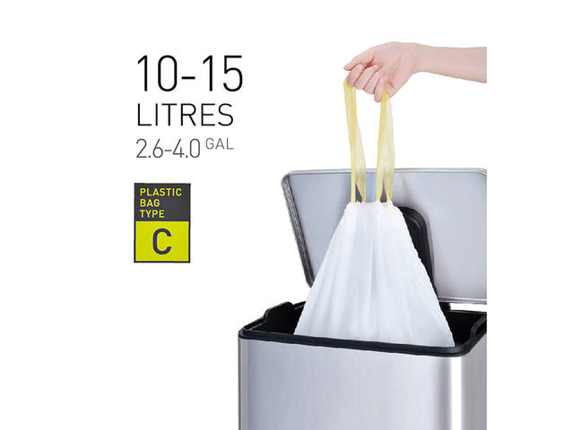 Afvalzak EKO MDPE type C trekb 45x50cm 10-15L wit
