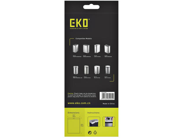 Afvalzak EKO MDPE type F trekb 64x75cm 40-60L wit