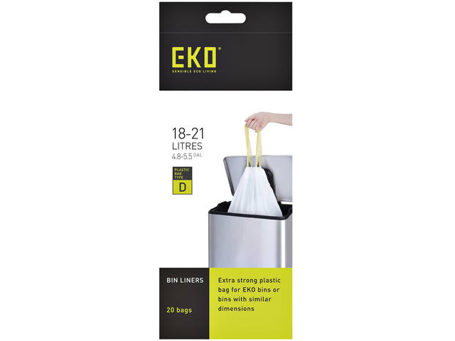 Afvalzak EKO MDPE type D trekb 55x55cm 18-21L wit