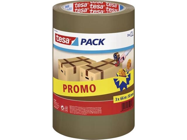 Verpakkingstape tesapack 66mx50mm bruin promopack