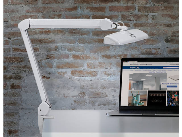 Werkpleklamp MAUL Intro LED tafelklem dimbaar wit