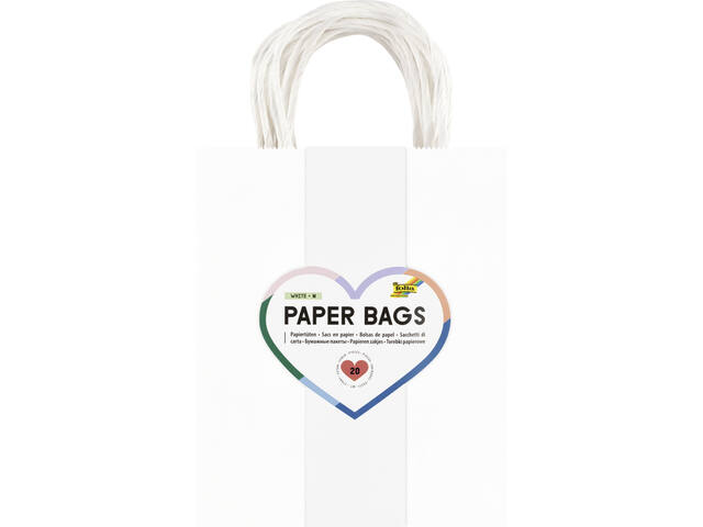 Tas Folia kraft 110gr 18x21x8cm 20 stuks wit