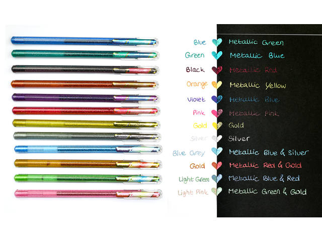 Gelschrijver Pentel K110 Dual M metallic 8st ass
