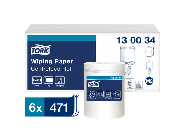 Poetspapier Tork M2 Premium 1laags 165m wit