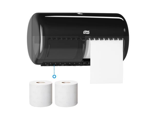Toiletpapierdispenser Tork T4 duo zwart