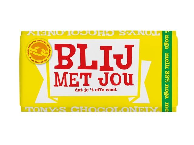 Chocolade Tony Chocolonely melk noga blij met jou