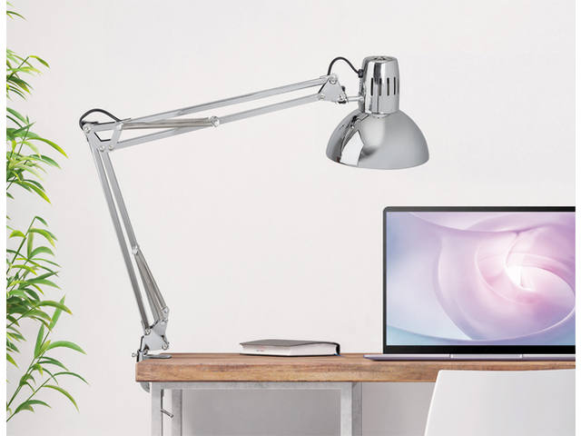 Bureaulamp MAUL Study met tafelklem chroom