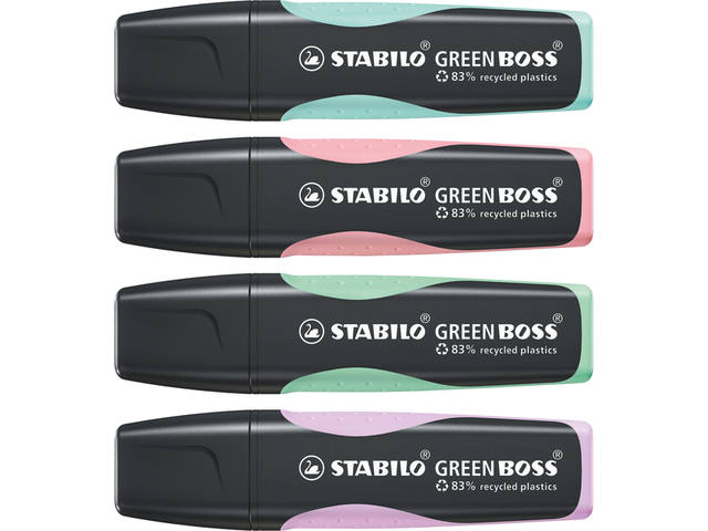 Markeerstift STABILO GREEN BOSS 6070/4 4st pa ass