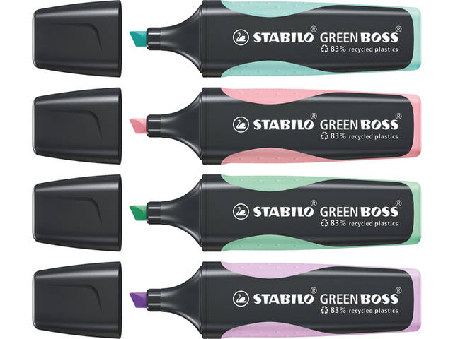 Markeerstift STABILO GREEN BOSS 6070/4 4st pa ass