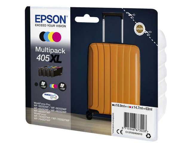 Inktcartridge Epson 405XL T05H64 zwart + 3 kleuren