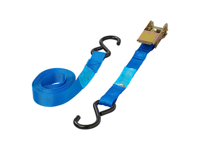 Spanband ProPlus ratel 5 meter met 2 haken blauw