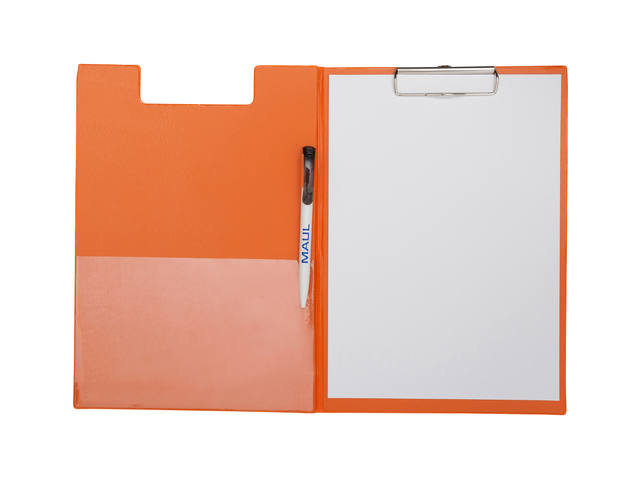 Klembordmap MAUL A4 staand penlus PVC neon oranje