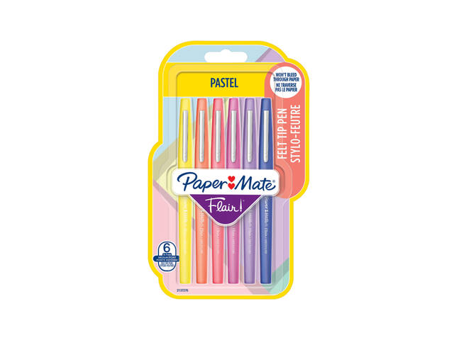 Fineliner Paper Mate Flair Pastel blister 6 kleur