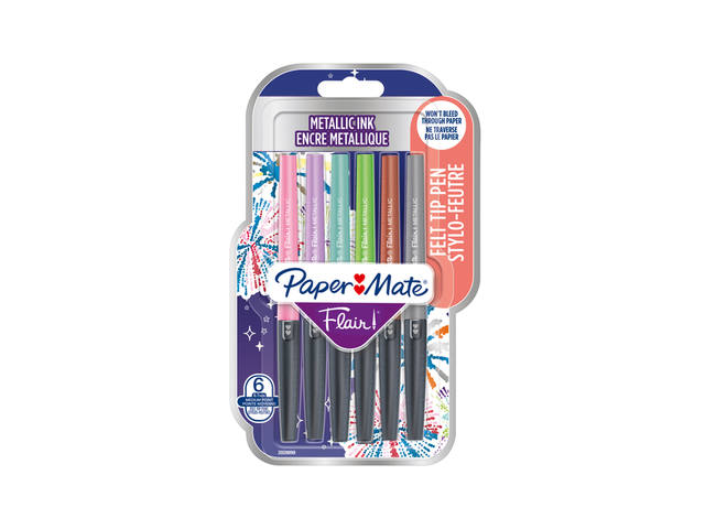 Fineliner Papermate Flair Metallic M 6st assorti
