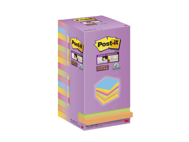 Memoblok Post-it Super Sticky 654 76x76mm color