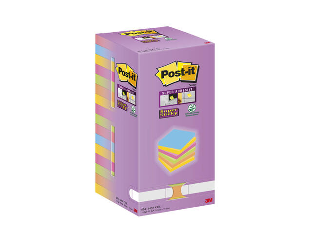 Memoblok Post-it Super Sticky 654 76x76mm color