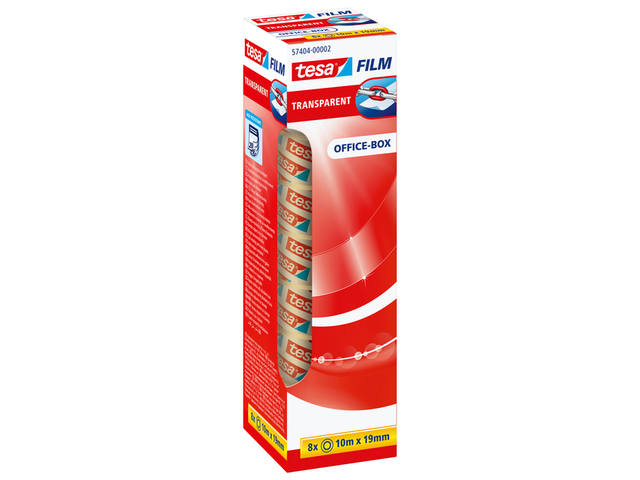 Plakband tesafilm 10mx19mm transparant 8 rol