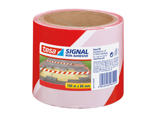 Waarschuwingslint tesa 100mx80mm rood wit