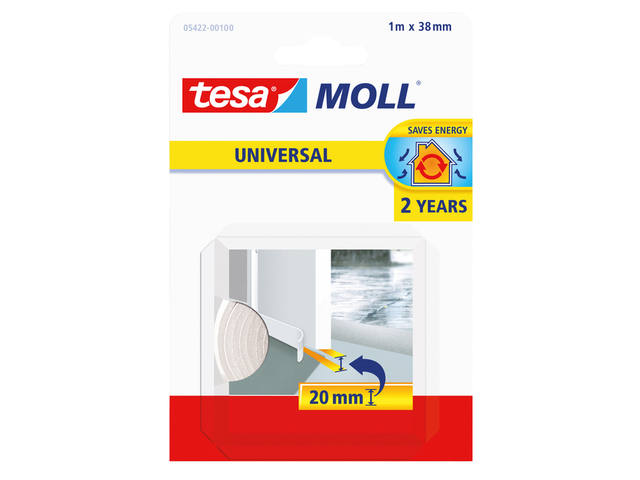 Tochtstrips tesamoll Uni zelfkl deur 1mx38mm wit