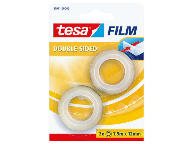 Tape tesafilm dubbelz 7.5mx12mm transparant 2r