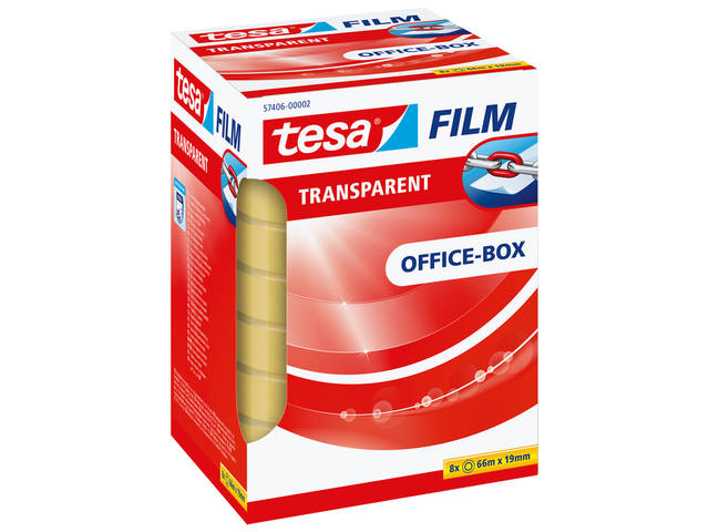 Plakband tesafilm 66mx19mm Transparant 8 rol