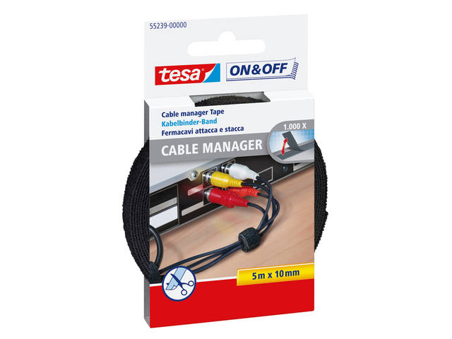 Kabelmanager tesa On Off bundelen 5mx10mm zwart