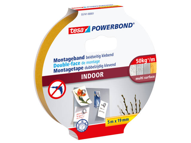Montagetape tesa Indoor dubbelz 5mx19mm wit