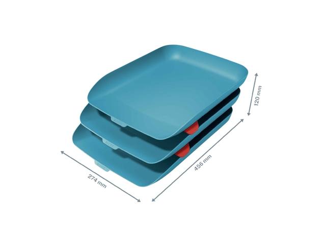 Brievenbak Leitz Cosy set van 3 A4 blauw