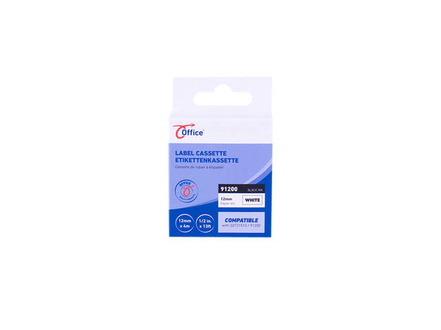 Labeltape office paper zwart wit 4m