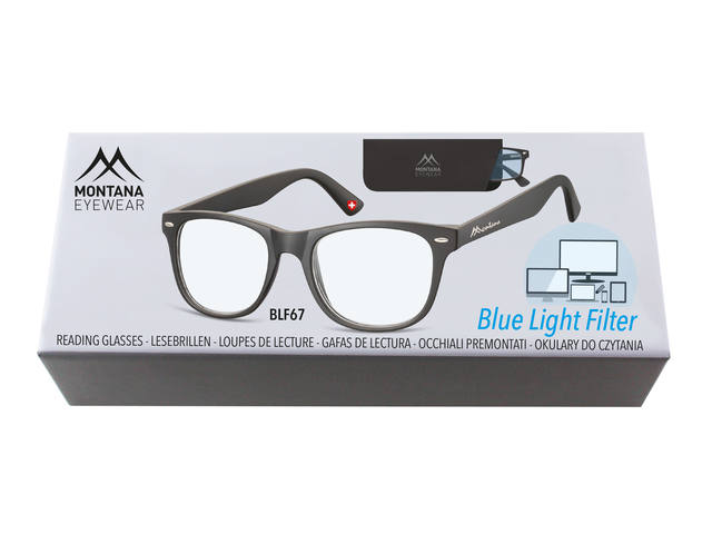 Leesbril Montana blue light filter +3.00dpt zwart