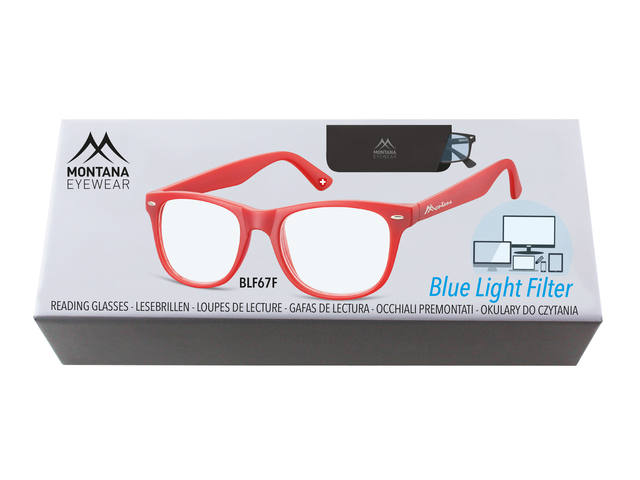 Leesbril Montana blue light filter +3.00dpt rood