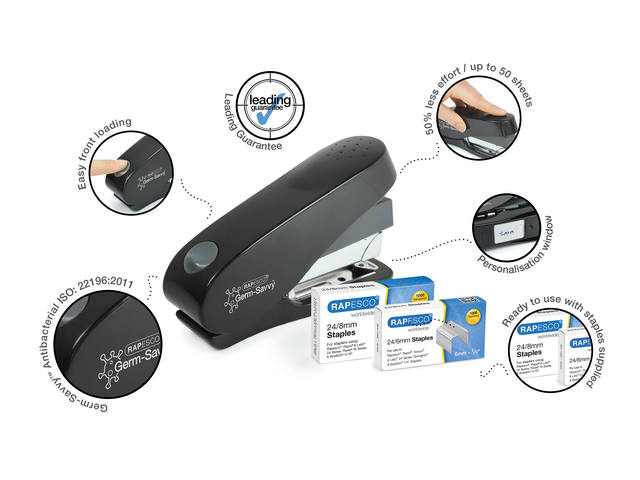 Nietmachine Rapesco Germ-Savvy Luna zwart