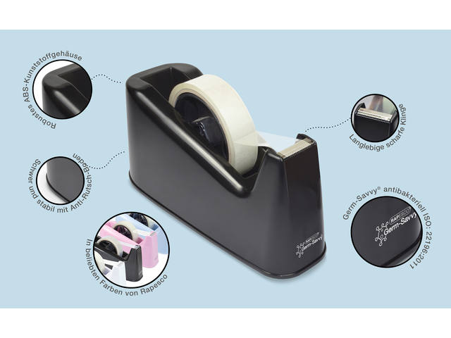 Plakbandhouder Rapesco Germ-Savvy 500 zwart